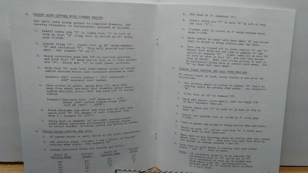 Gorton 375 Cutter Grinder Instruction Manual