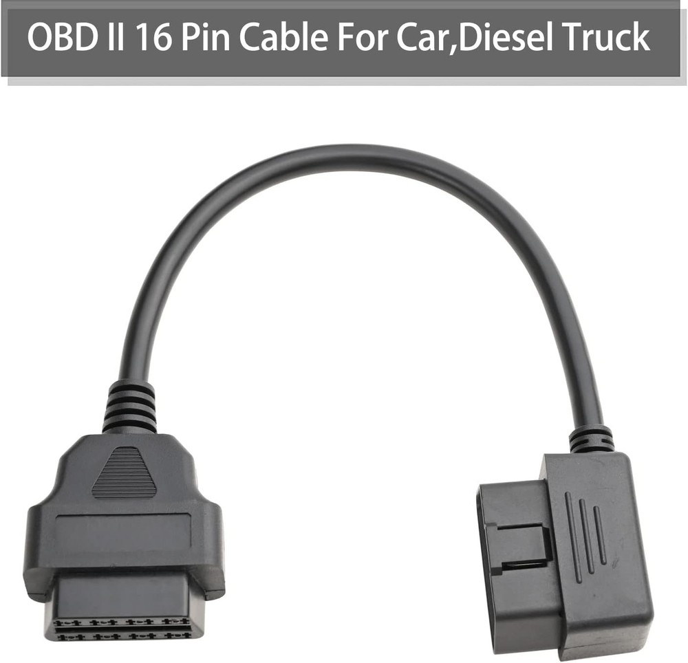 Compact 1ft OBD-II Extension Cable with Right Angle Connector for Diagnostics