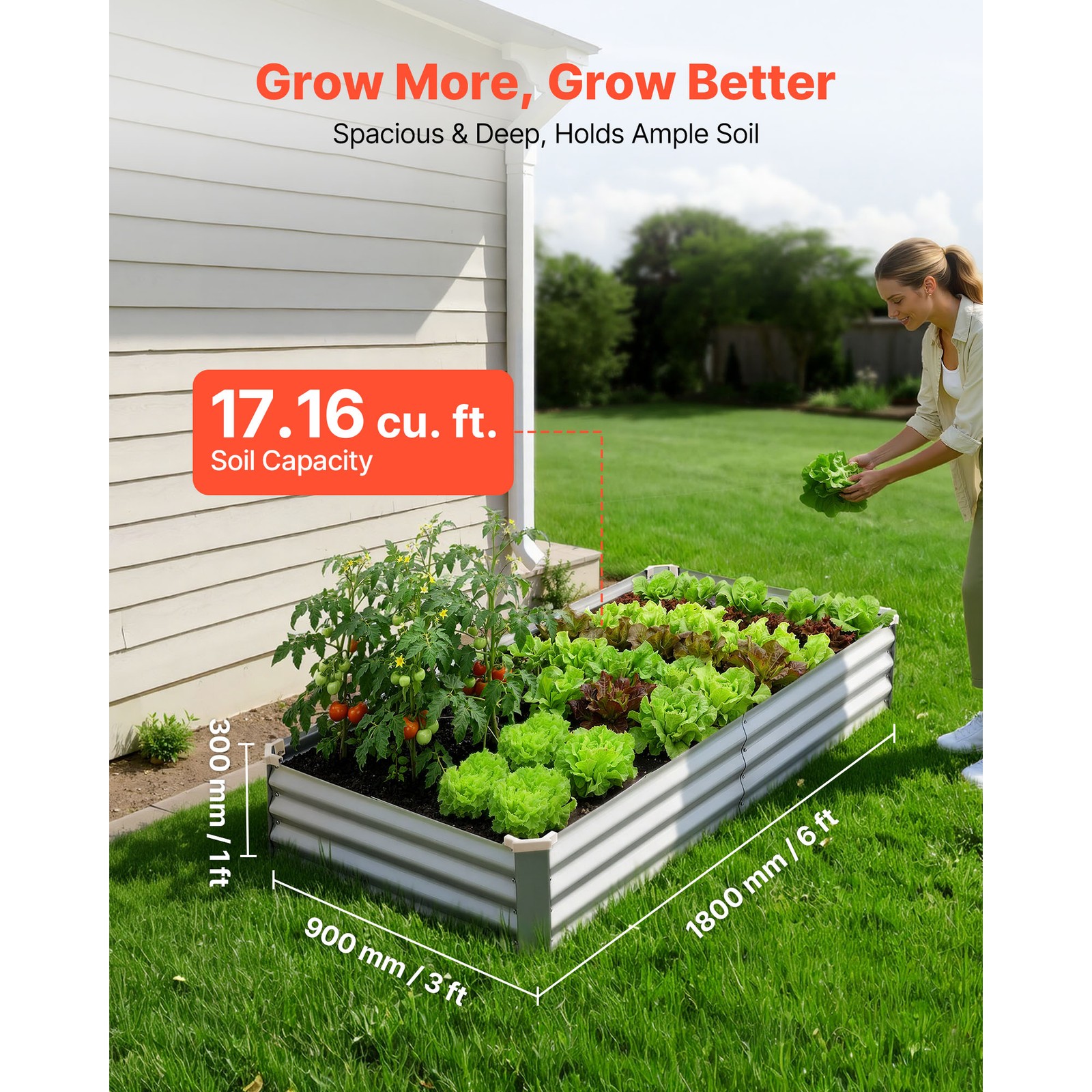 Uimoso 2 Pcs Galvanized Metal Raised Garden Beds 6x3x1ft Rectangular Planter Box