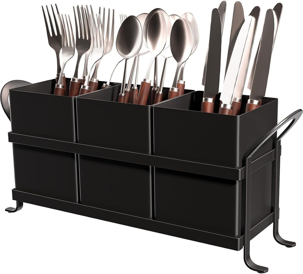 White Kitchen Utensil Holder Chic Silverware Holder Party Compact & Versatile