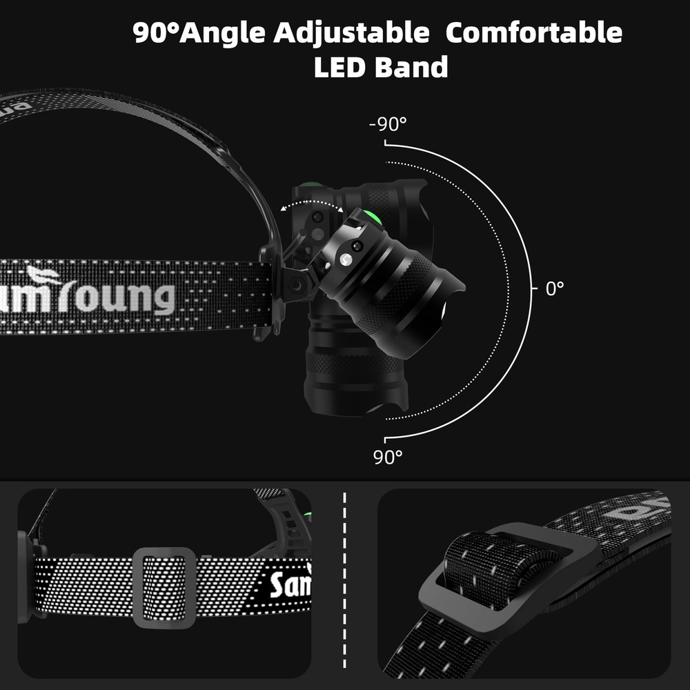 2PCS Bright LED Headlamp High Lumens Induction Function, 7 Modes Long Lasting...