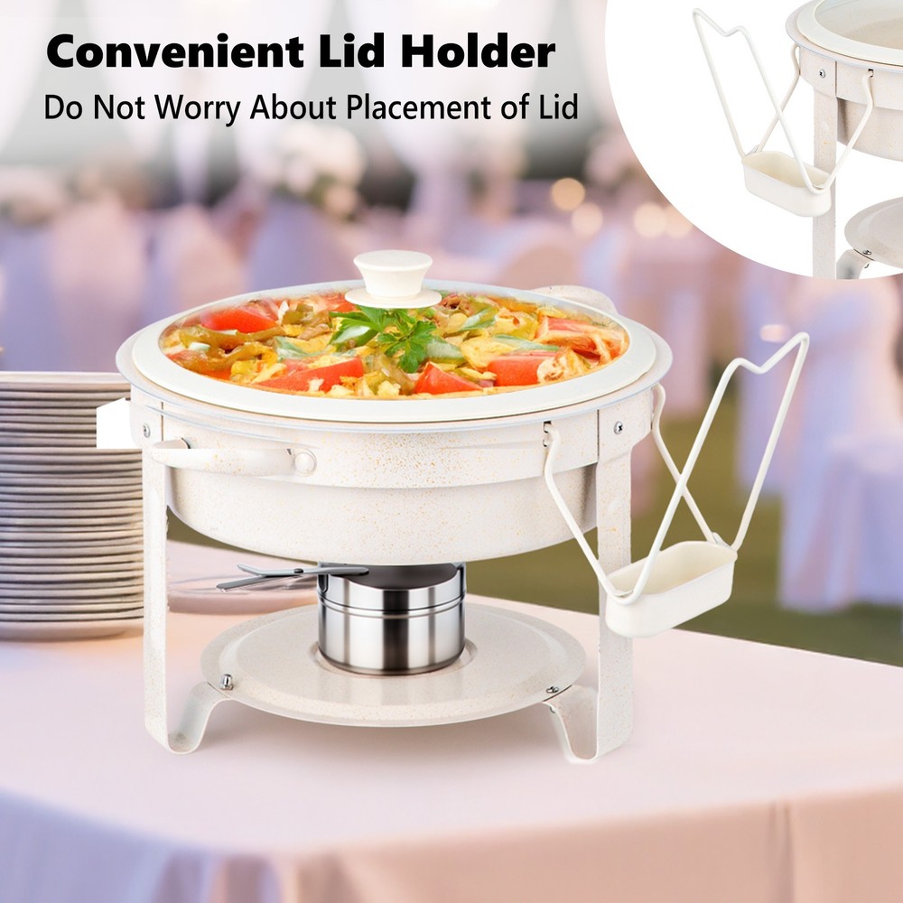4-Pack 5QT Chafing Dish Set, Maifanite Stone Coated Buffet Warmers Stackable
