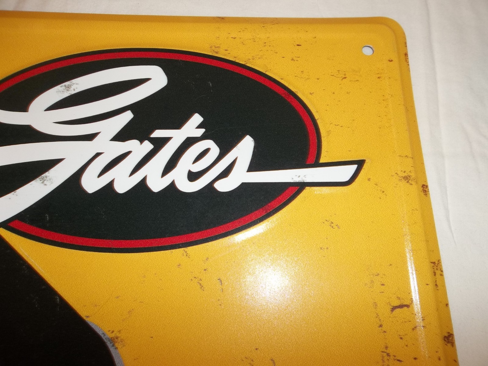 Vtg 2017 GATES AUTOMOTIVE GAS STATION OIL SIGN BELTS SERVICE REPAIR 12" x 12"