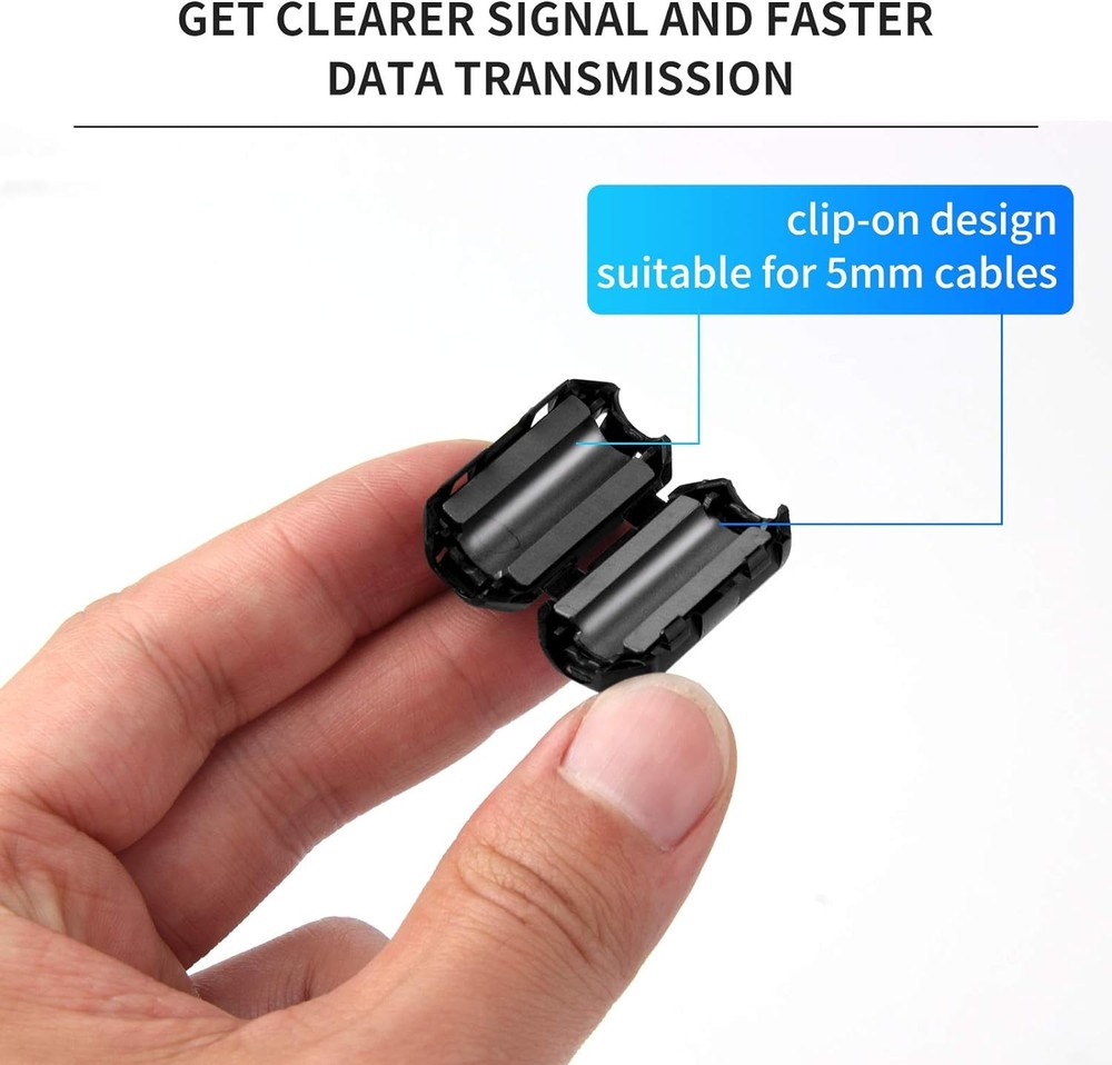Ferrite Clip-on Core, Noise Suppressor 20pk