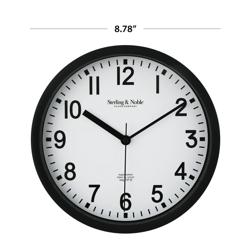 Mainstays Basic Indoor 8.78" Black Analog Round Modern Wall Clock