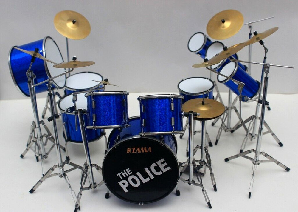 Miniature Drum Set Kit Blue Black Replica for Display Only 1/6