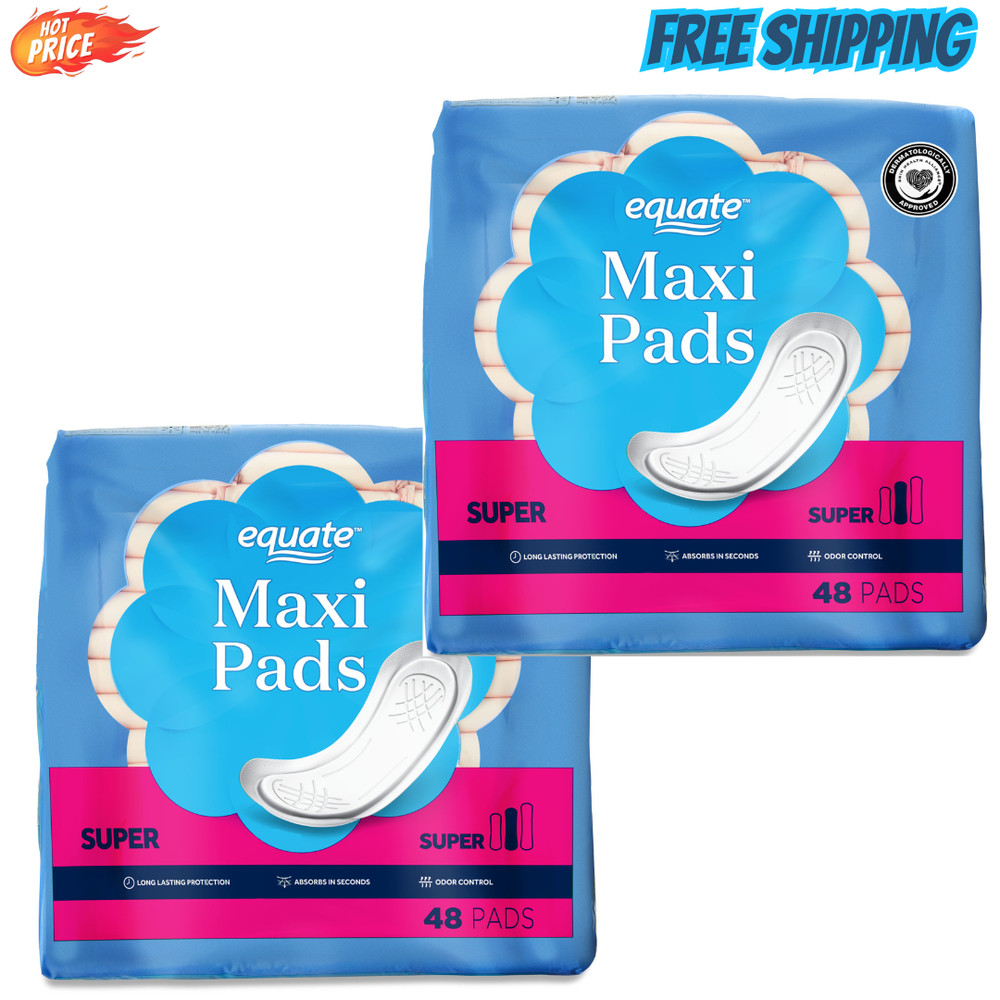 Equate Maxi Pads, Super (48 Count) 2 pack