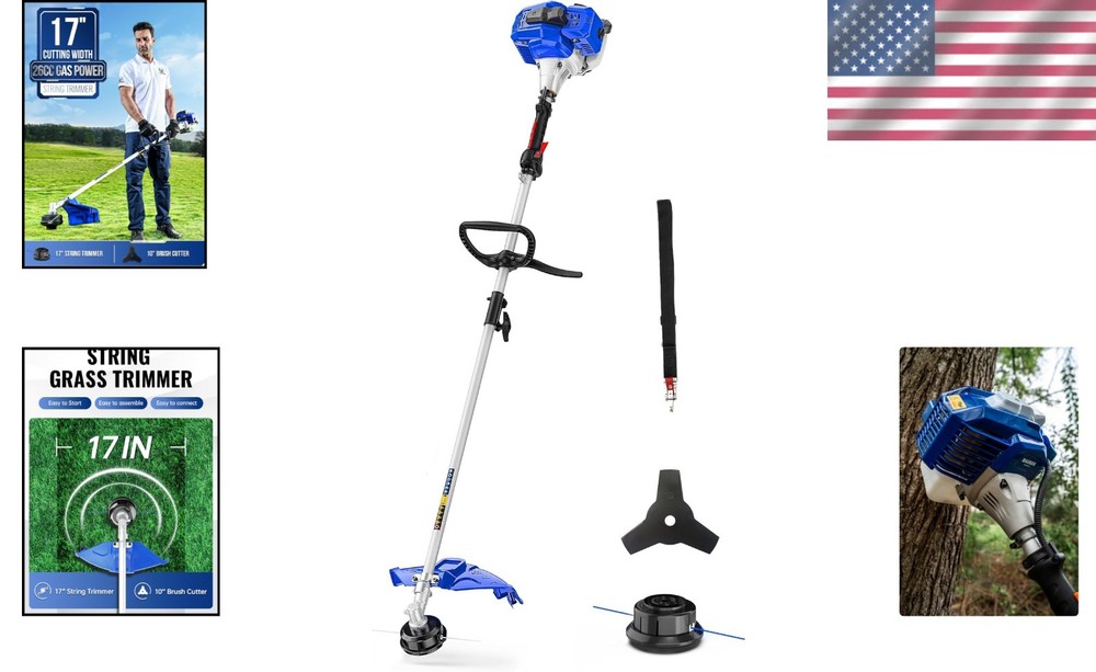 Multi-Function 26cc Gas Weed Wacker - Lightweight 19.1 lbs with Shoulder Strap