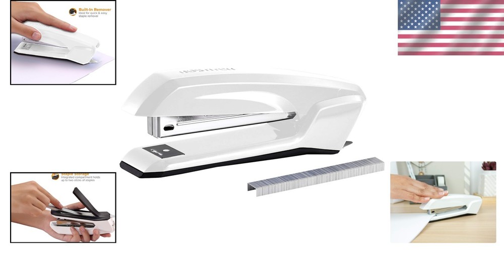 Lightweight Elegant Office Stapler with Visual Alert & Staple Storage, 20 Sheets