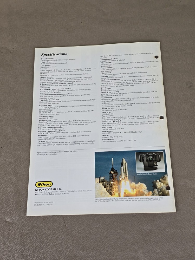 Nikon FG Brochure P-494
