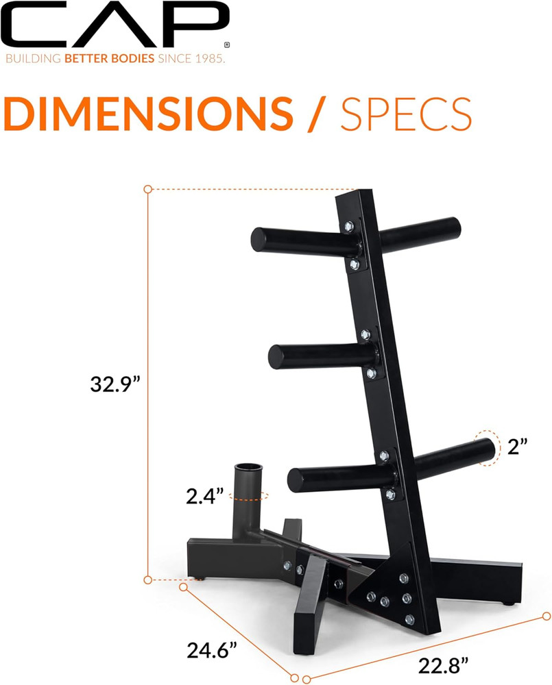 Cap Barbell Olympic Plate Tree Storage Rack, Multiple Colors