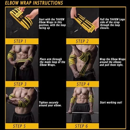 Elastic Elbow Wraps for Weightlifting - Compression Support Straps for Gym, Powe