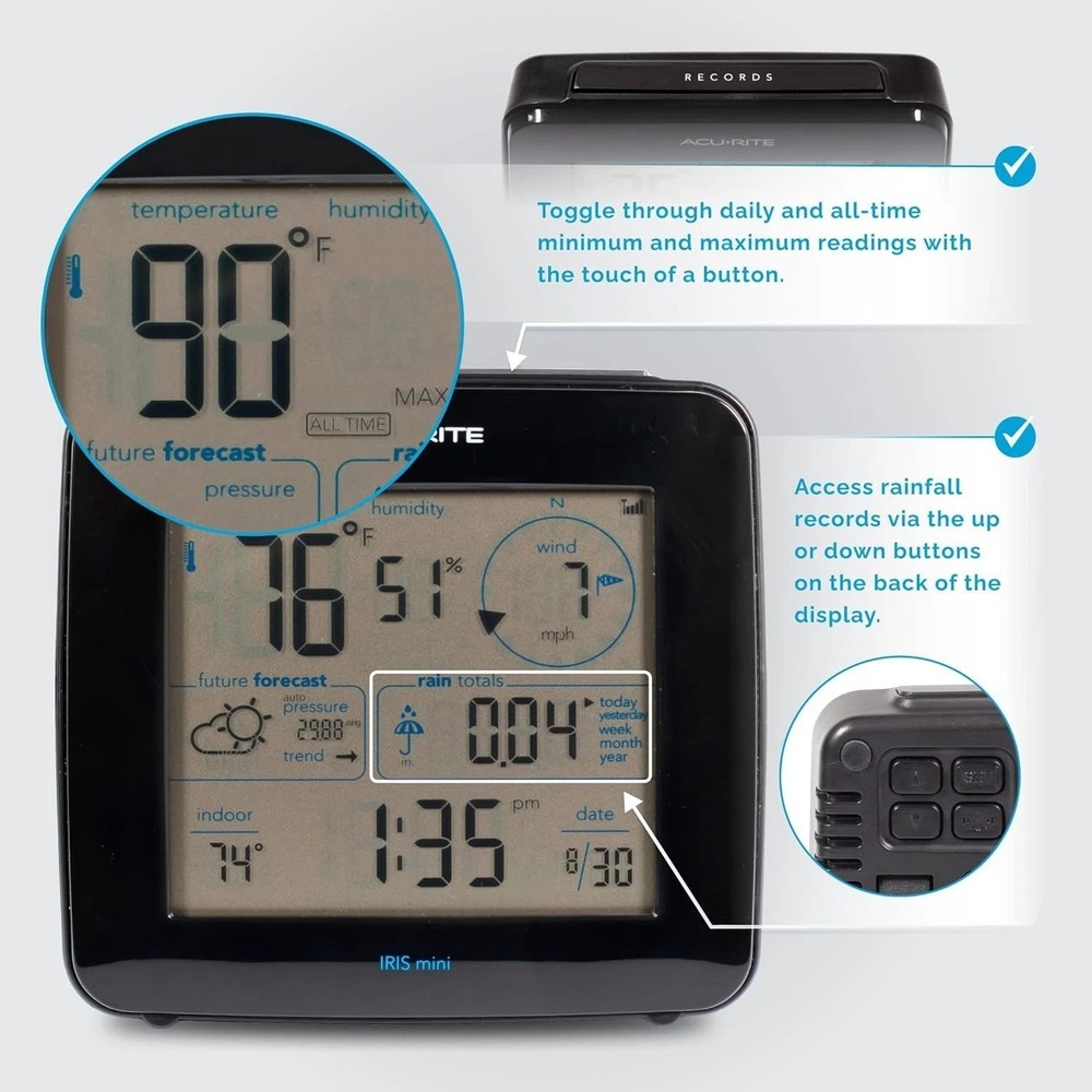 Sleek Iris Weather Station: Real-Time Forecasts & Multi-Feature Wireless Display
