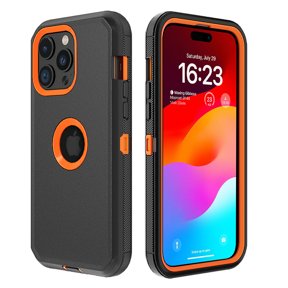 For iPhone 15 Pro Max 15 Case Shockproof Cover+Tempered Glass Screen Protector