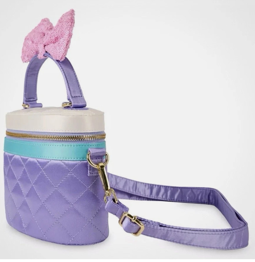 Loungefly Crossbody Bag: DAISY DUCK 85th Anniversary Oval Sequins Quilted Purple