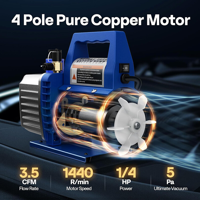 3.5CFM Air Vacuum Pump HVAC Manifold Gauge Set AC A/C Refrigeration Kit Combo