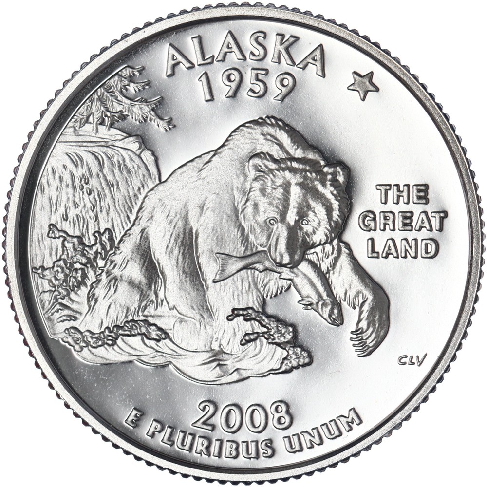 2008 S State Quarter Alaska Gem DCam Proof CN-Clad