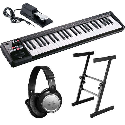 Roland A-49 MIDI Controller Keyboard - Black STUDIO ESSENTIALS BUNDLE