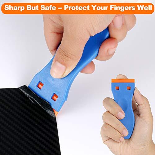 Plastic Razor Blade Scraper, 2PCS Scraper Tool with 60PCS Plastic Blades