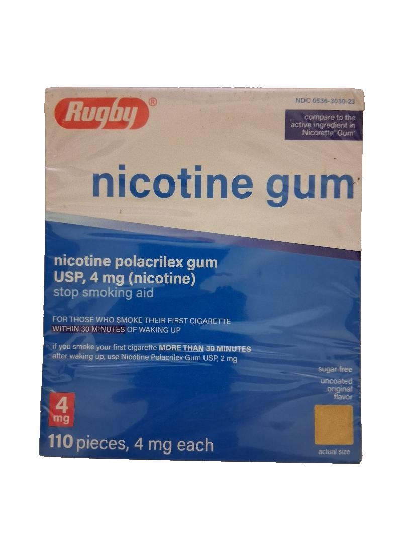 Rugby Nicotine Polacrilex Gum 4 mg Sugar Free Original 110 Pieces