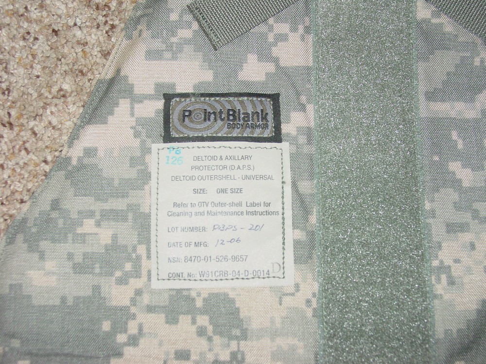 POINT Blank DELTOID & AXILLARY Outershell & Insert 8470-01-526-9657 One Size
