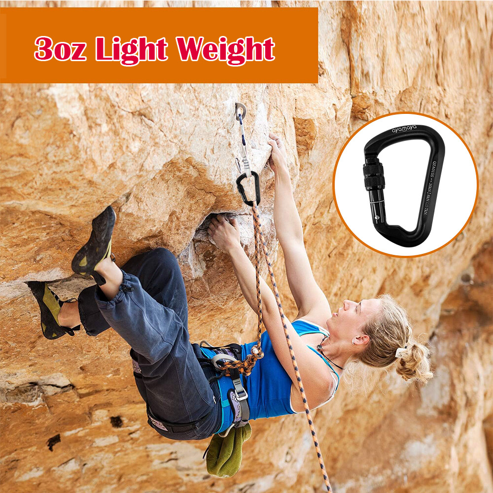30KN Heavy Duty Locking Carabiner Clip Rock Climbing Hook Big Tree Rigging Swing