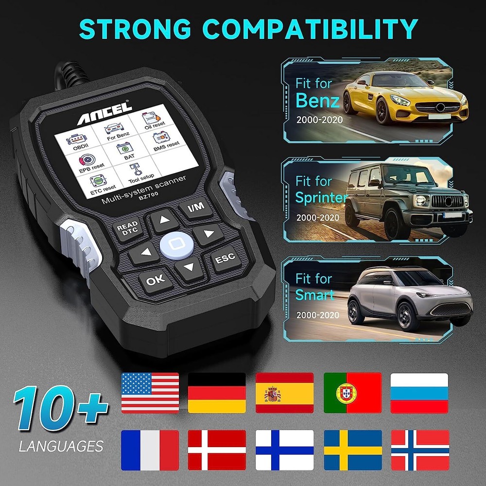 ANCEL BZ700 for Mercedes Benz OBD2 Scanner Full System Code Reader ABS Bleeding