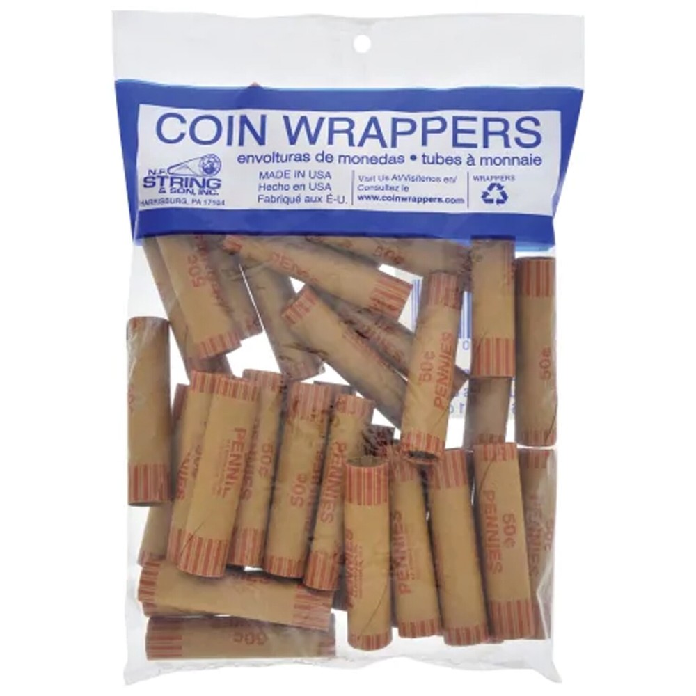 36 Rolls Preformed Coin Wrappers Tubes Pennies