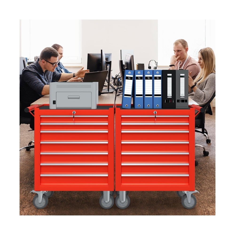 7-Drawer Tool Box with Wheels, Movable Rolling Tool Chest with Drawer, Heavy ...