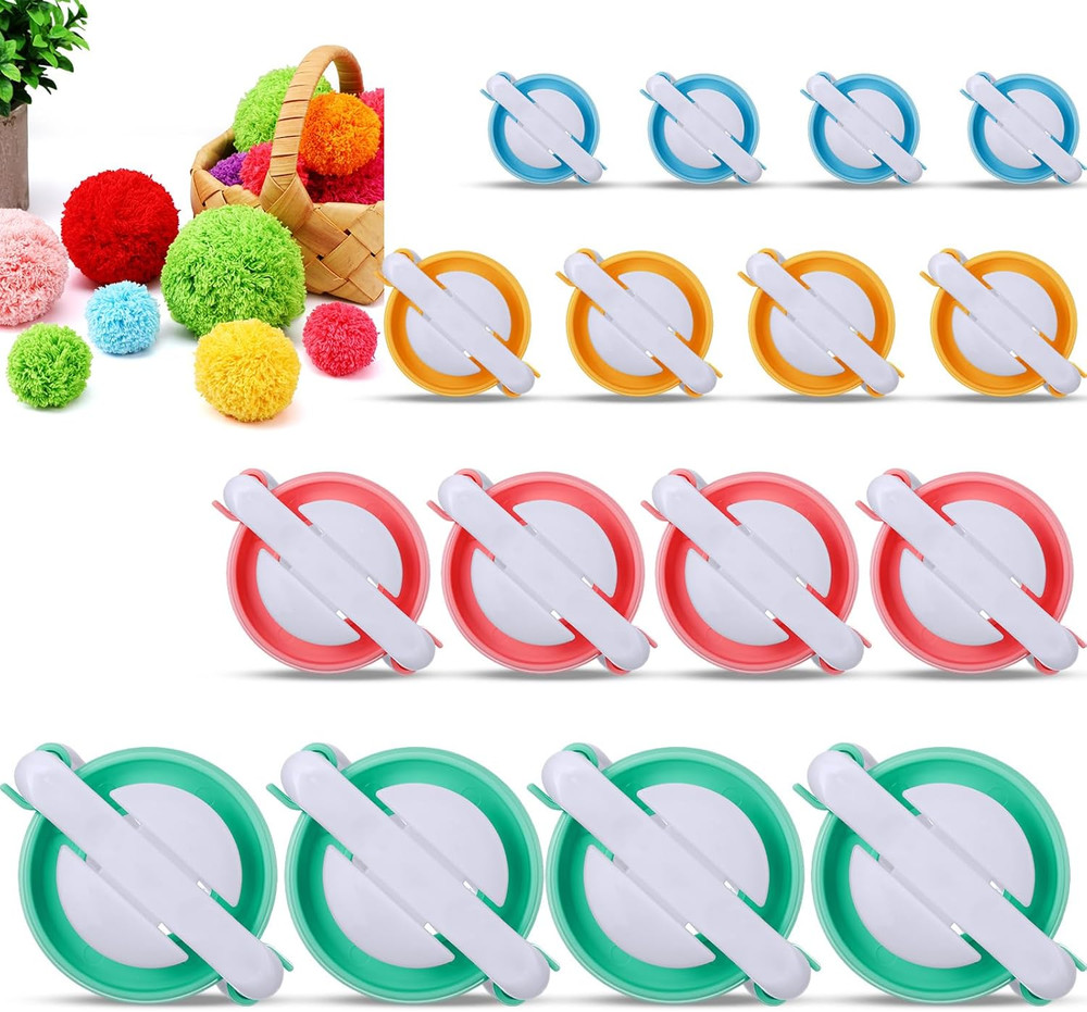 16 Pcs Pompom Makers for Yarn 4 Different Sizes Pompom Maker Kit Craft Tool Set