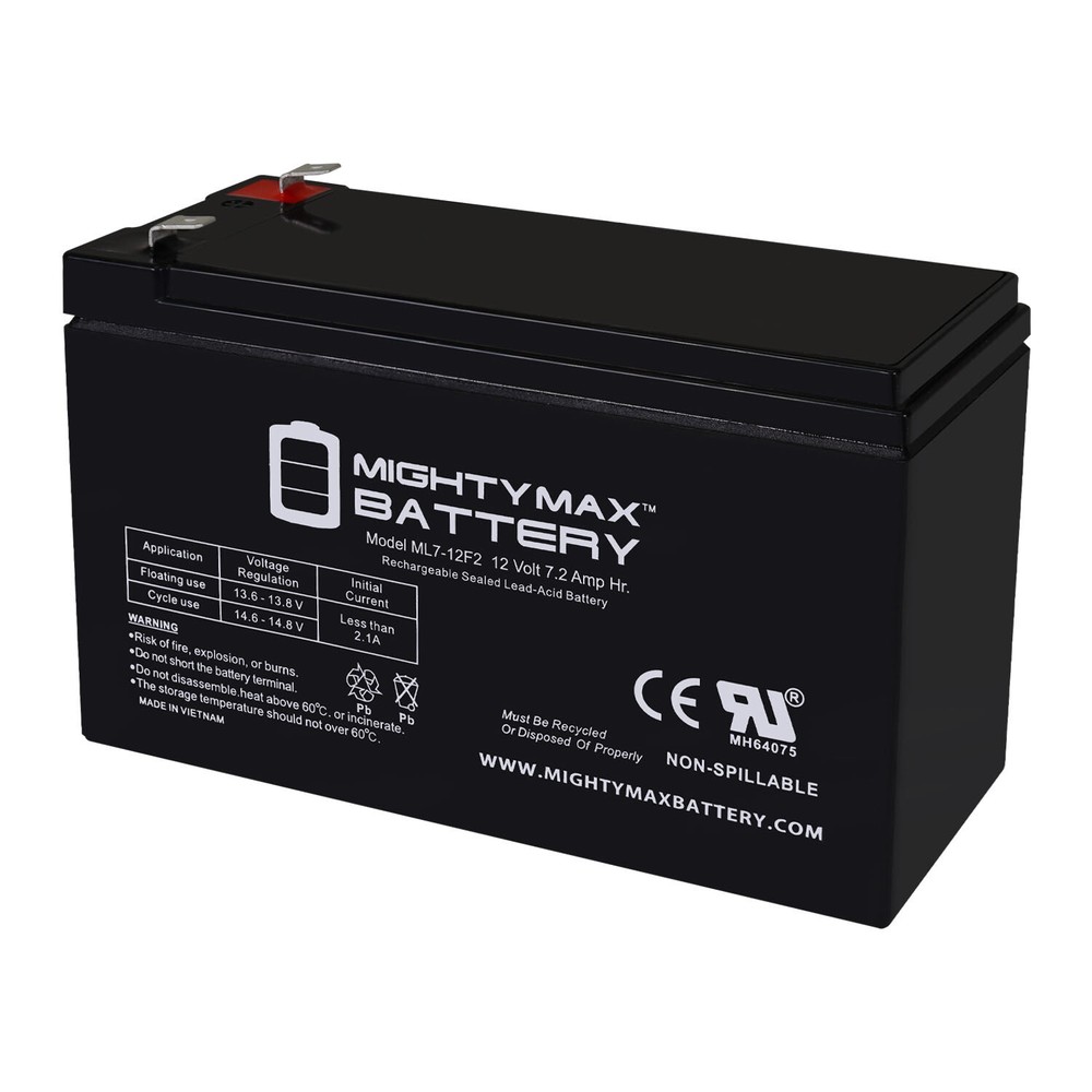 Mighty Max 12V 7Ah F2 Replacement Battery for Ritar RT1270E, RT1270H, RT1275