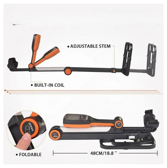 TX640 Folding Detector, Discrimination, Notch & all Metal, PinPointer, Backlight