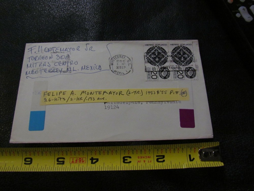Felipe Montemayor Autographed Envelope JSA Auction Certified