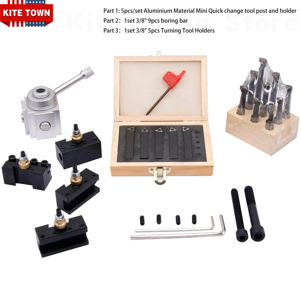 19pcs Mini Quick Change Tool Post Holder Set CNC Lathe Turning Boring Bar Holder