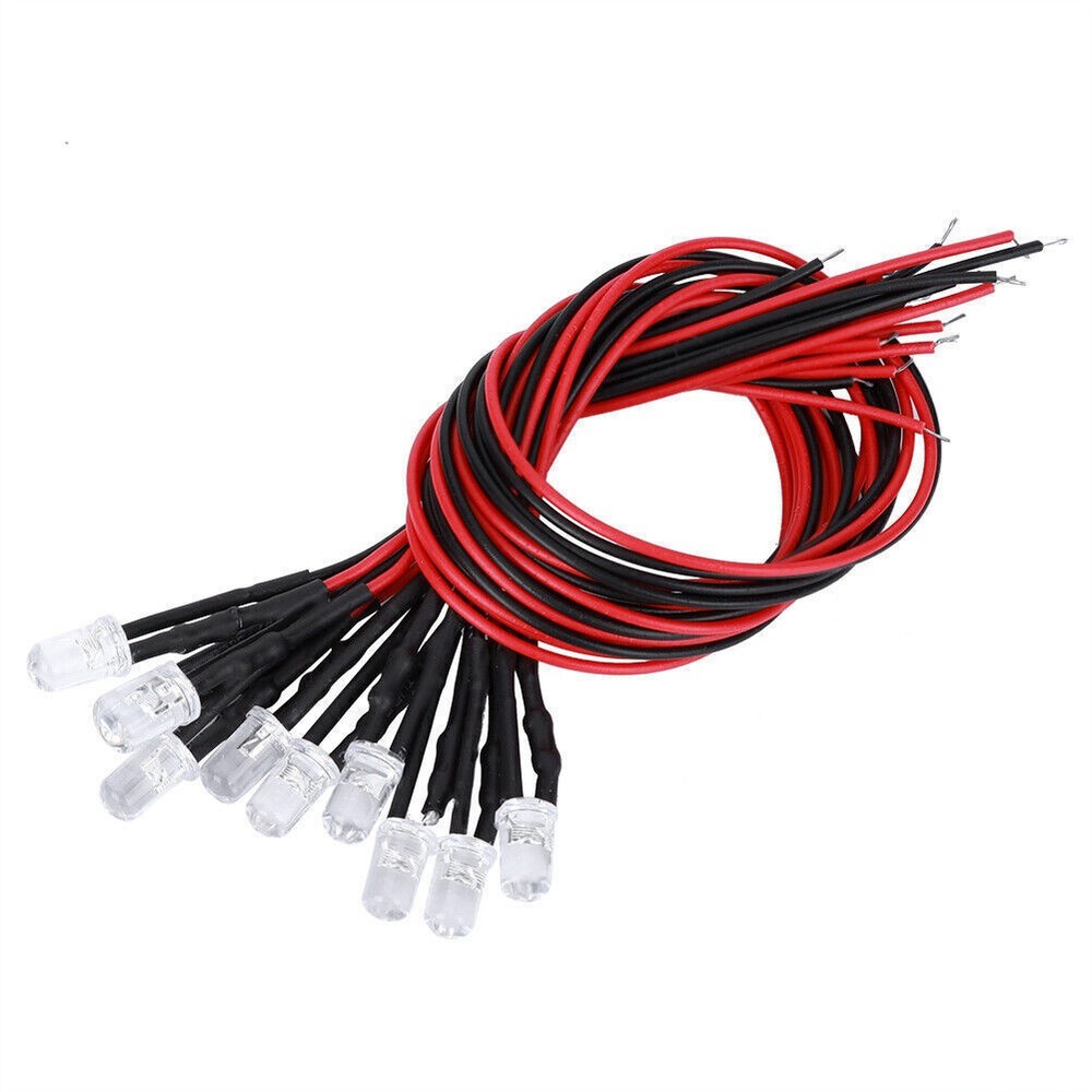 12V Pre Wired Light Emitting Diode with 5mm Round Head Highlight Light Bead Warm