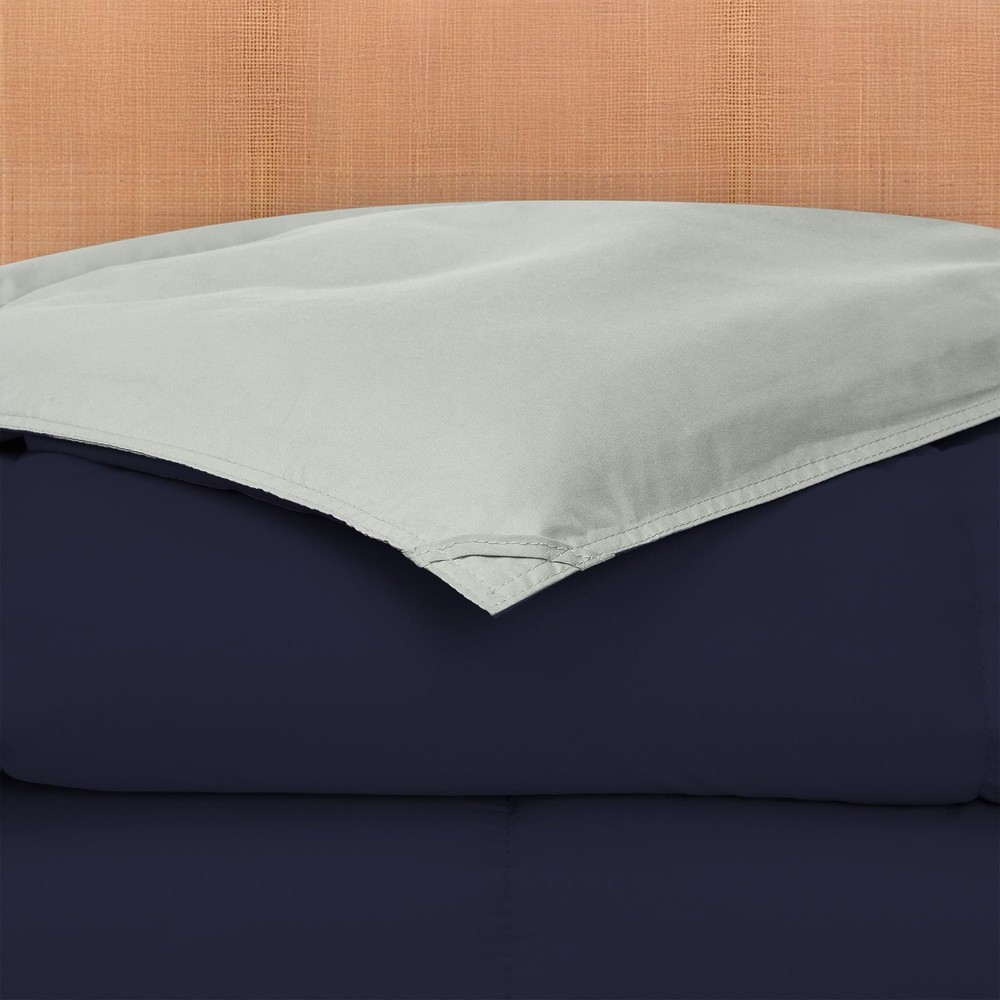 Modern Threads Down Alternative Reversible Comforter Navy/Silver Queen