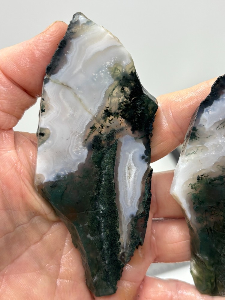 Semi-translucent Moss Agate Slabs Cabbing Lapidary Combo Ship Avail