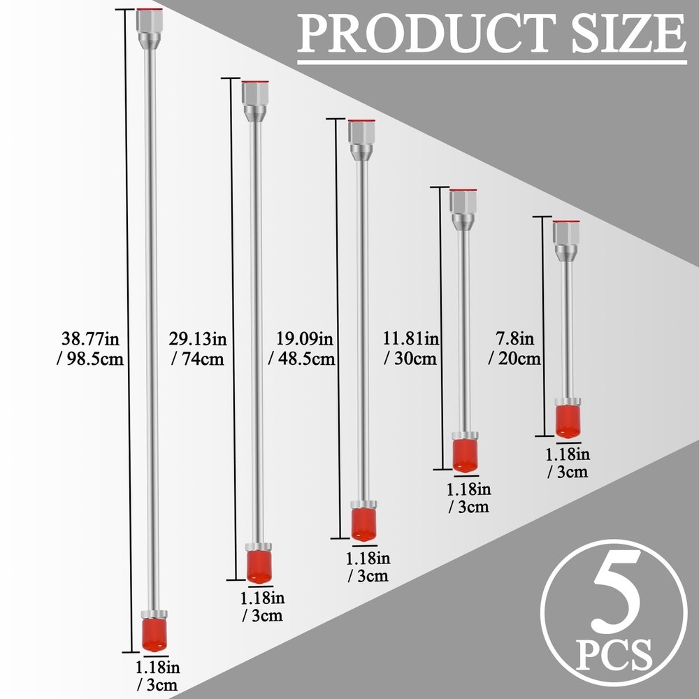5 Pack Airless Paint Sprayer Tip Extension Pole Multi-Sizes Extension Rod,Air...