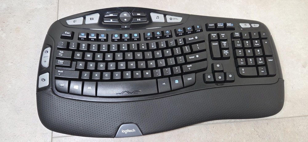 Logitech K350 Wave Ergonomic Wireless Keyboard with Unifying USB Dongle