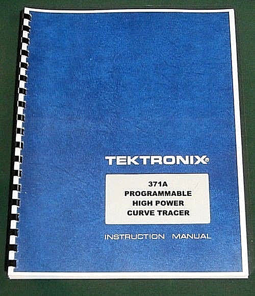Tektronix 371A Operator Manual: Comb Bound & Protective Plastic Covers