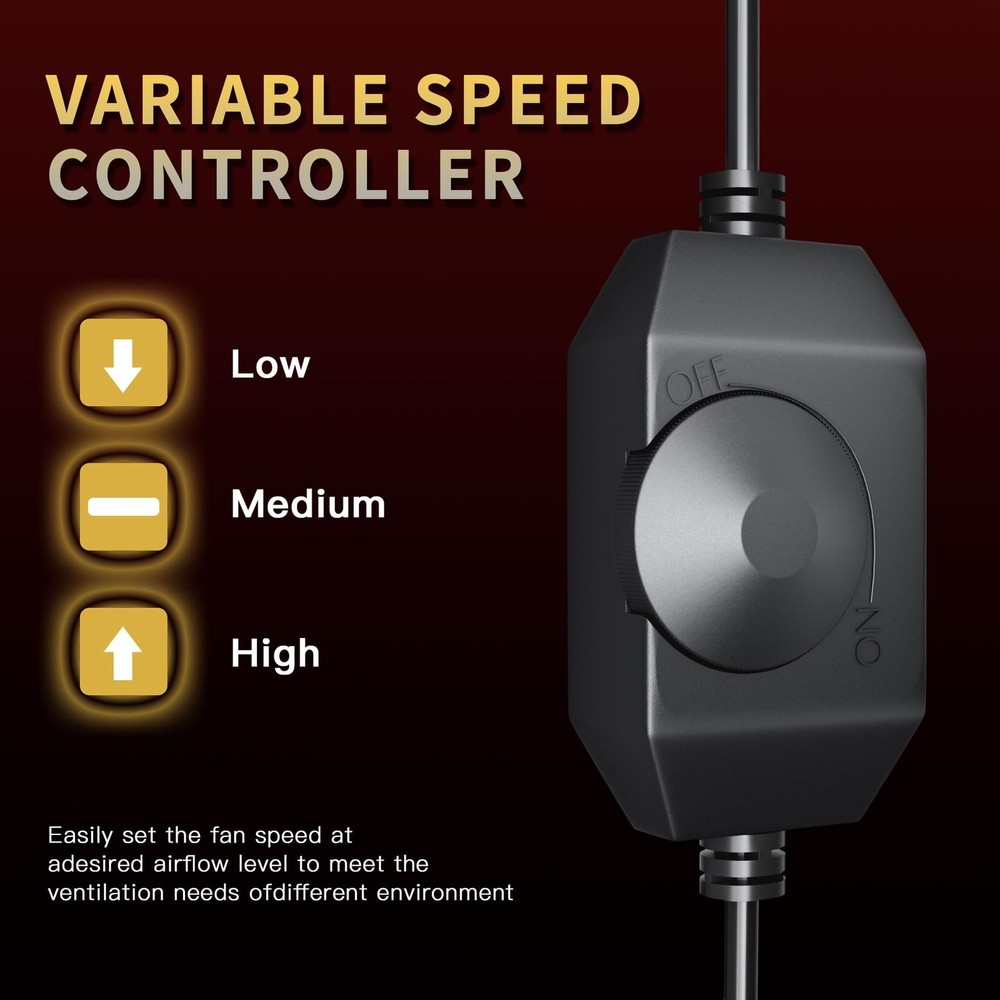 ONNAO Inline Duct Fan 4 Inch 200 CFM with Variable Speed Controller
