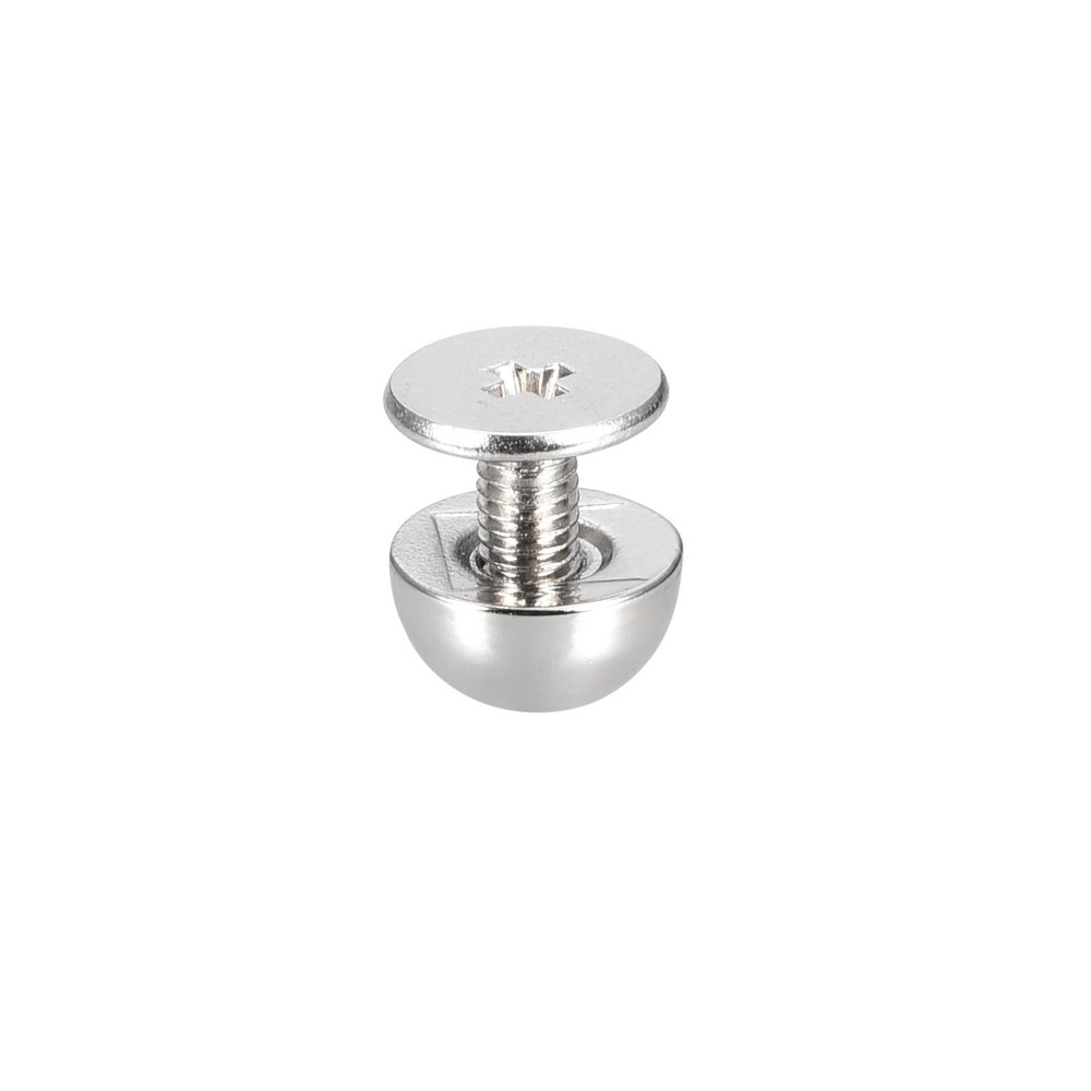 10 Sets 8x5mm Screw Back Rivets Solid Round Head Leather Studs Silver Tone