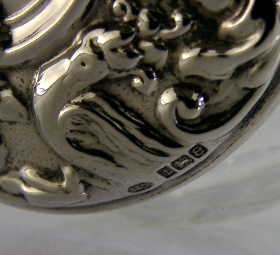 LARGE STERLING SILVER CUT GLASS POT JAR ENGLISH 1979 THE GREEN MAN