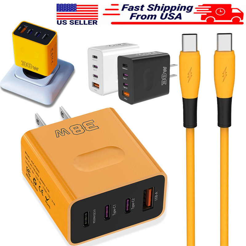38W 4-in-1 USB-C Fast Charger Block USB-C Cable For Google Pixel 8 7 6 Pro 8A 7A