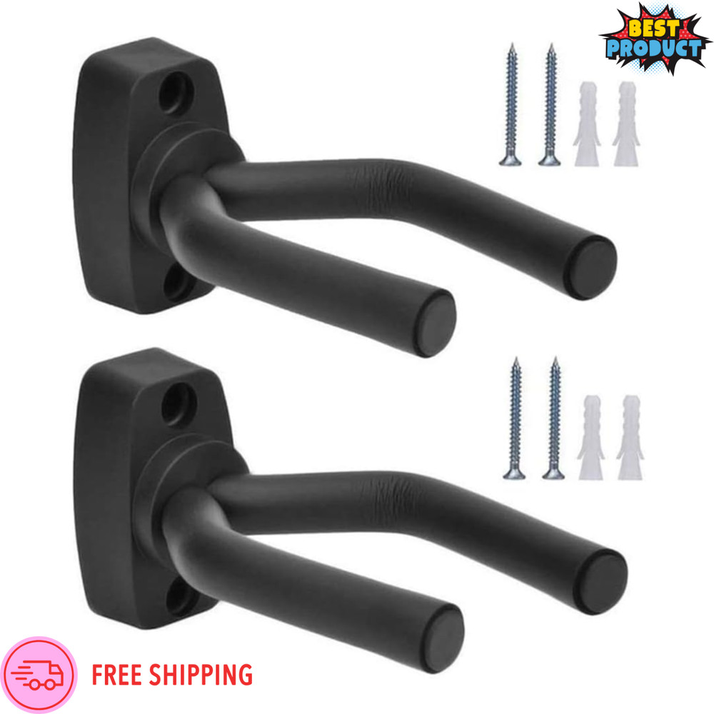 2 PACK Guitar Wall Hanger Stands Wall Mount Violin Hook Keep Holder Display Rack