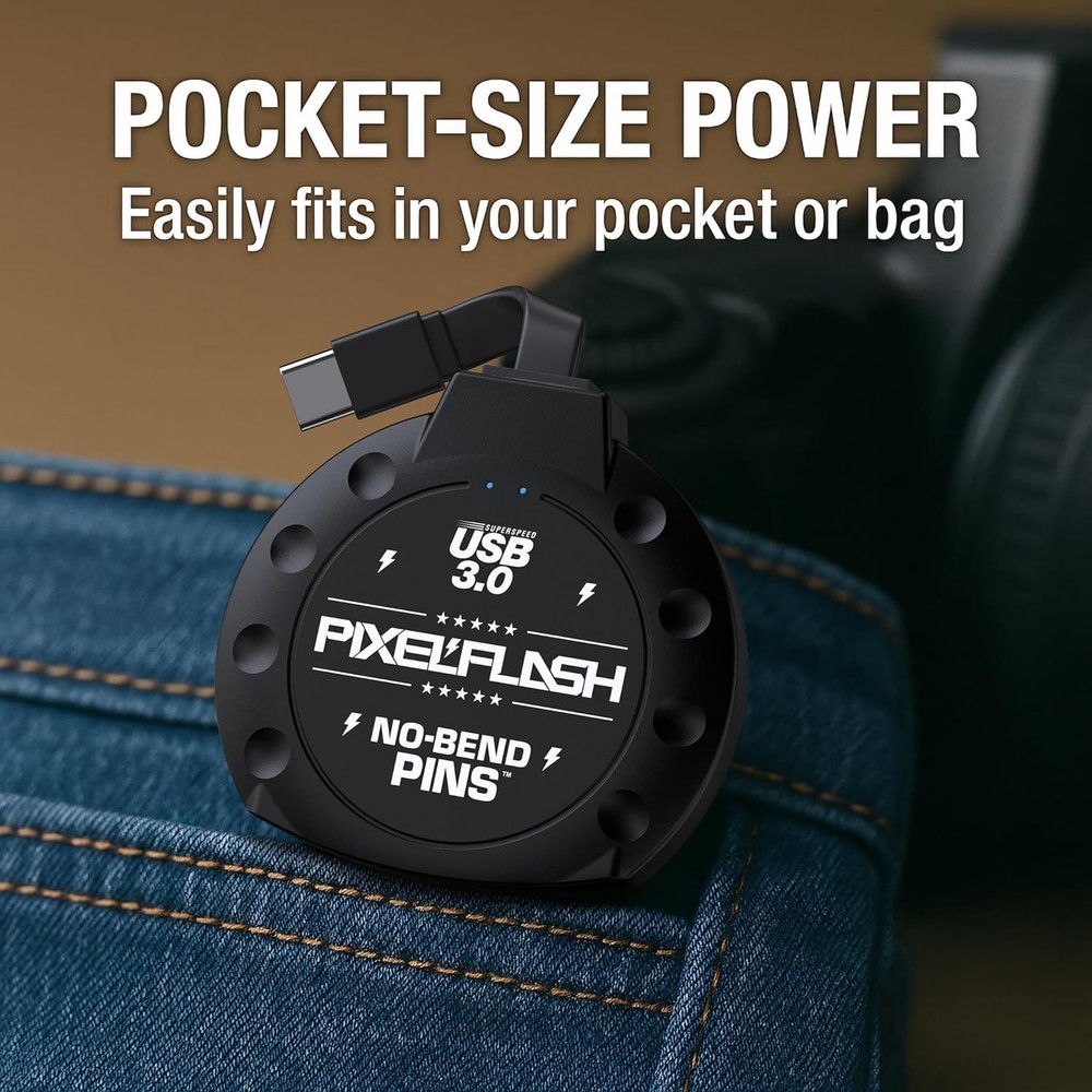 PixelFlash No-Bend Pins CF Reader USB Type-C 2” Cabled Compact UDMA7 Flash Card
