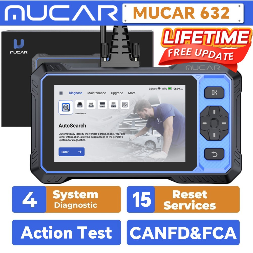MUCAR 632 Car OBD2 Diagnostic Scan Tool ABS SRS Engine Code Reader Action Test