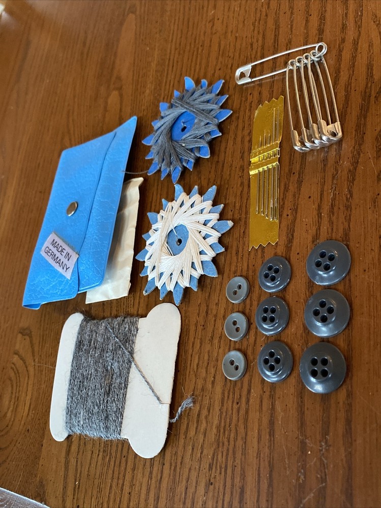 Vtg Army Military Sewing Uniform Repair Kit Made In Germany Thread Needle Button