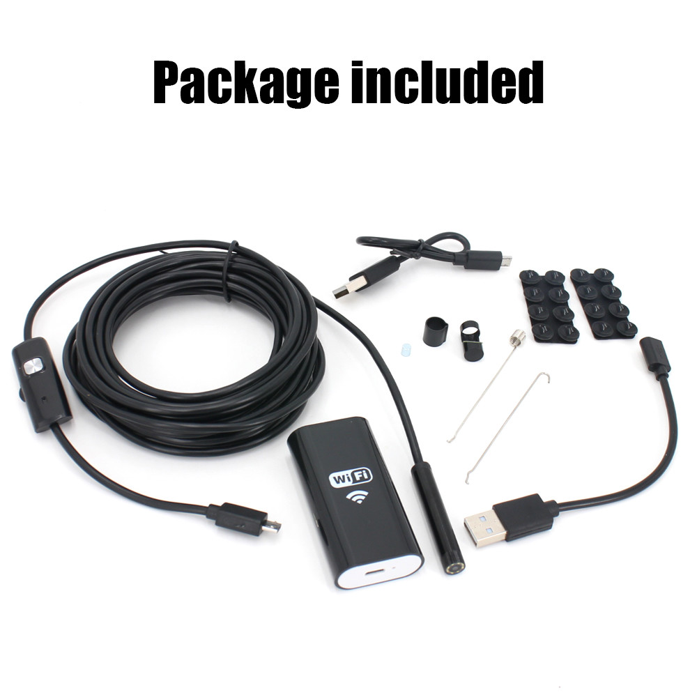 5M 8LED WiFi Borescope Endoscope Inspection Camera for iPhone Android iOS