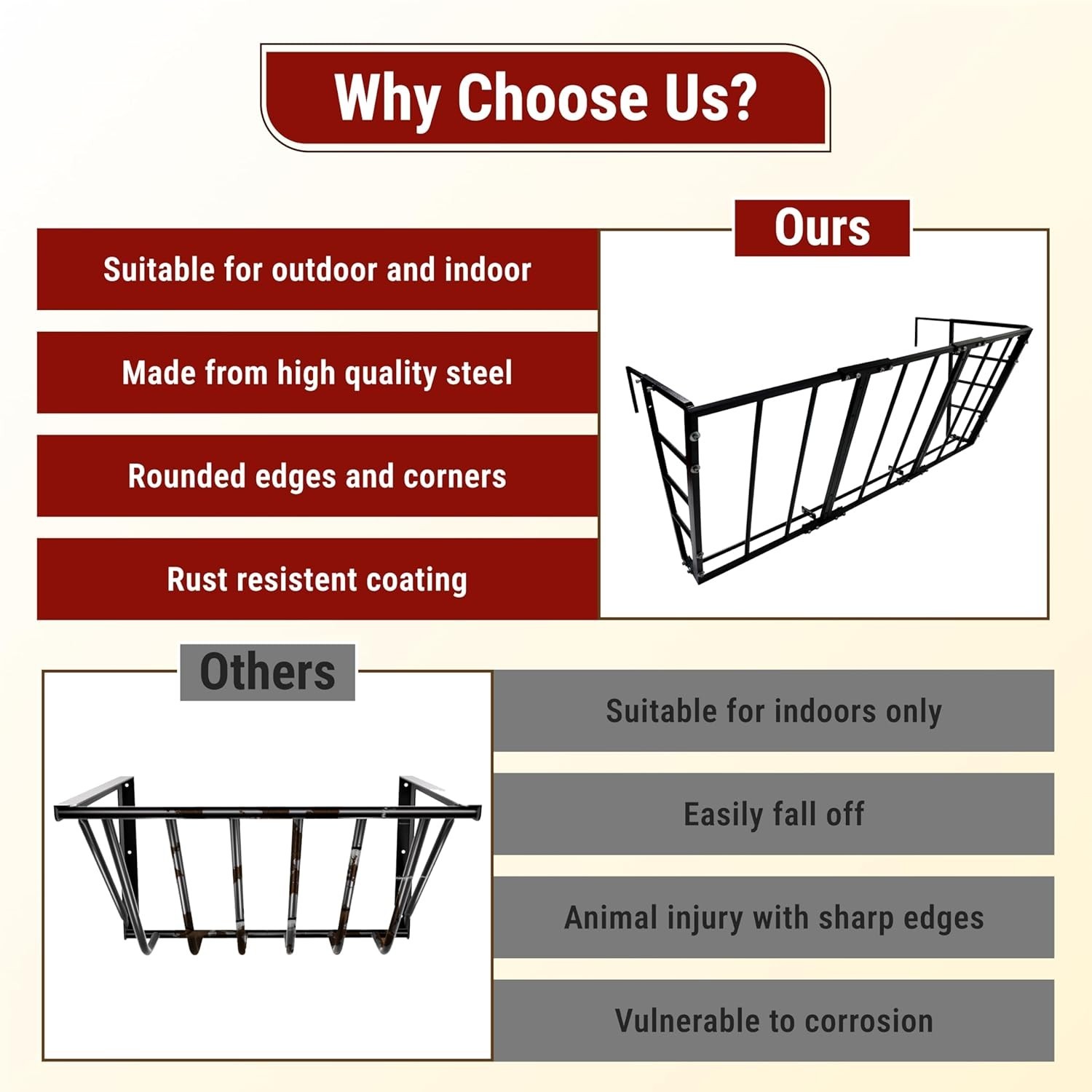 Hay Feeder Wall Mount – 36 Gallon – Heavy-Duty Steel Horse Hay Feeders